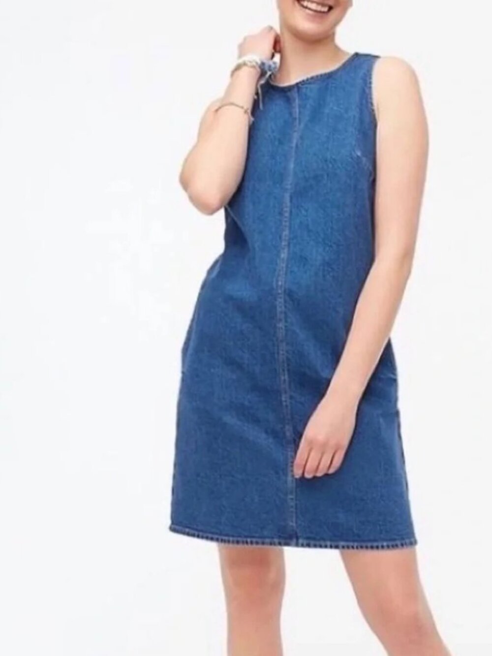 J. Crew Sleeveless Blue Denim Mini Dress - Picture 2 of 7